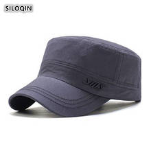 SILOQIN-Gorra plana con Cierre trasero para hombre, gorros militares de algodón, ajustables, para ocio, turismo, movimiento al aire libre, primavera y otoño 2024 - compra barato