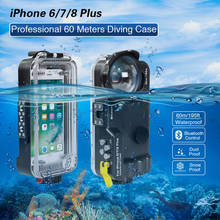 Для iPhone 6/7/8 Plus дайвинг крышка Профессиональный Подводный Чехол [60 м/195ft] 2024 - купить недорого
