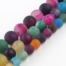 Piedra Natural opaca esmalte mate Multicolor rayas ágatas cuentas para la fabricación de joyas Diy pulsera ACCESORIOS 4 6 8 10 12mm 15'' 2024 - compra barato