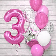 Balão de folha de número estrela rosa, 12 peças, decoração de festa de aniversário, balões de látex confete, crianças, bebê menina 1 2 3 4 5 6 7 8 9 anos de idade 2024 - compre barato