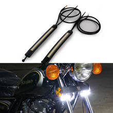 Universal motocicleta led drl transformar a luz da motocicleta garfo dianteiro sinal de volta luz tira smd led fluindo anel transformar a luz do sinal 2024 - compre barato