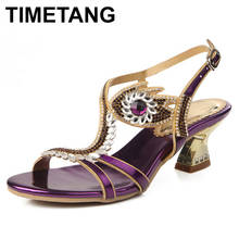 TIMETANG  2021New Summer Eyes Rhinestone Crystal Gladiator High Heels Sandals Women Bridesmaid Wedding Party Sandals MoreE1068 2024 - buy cheap