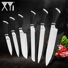 XYj  6 PCS Kitchen Knife Set Stainless Steel 3Cr13 Sharp Blade Tools Paring Utility Santoku Slicing Bread Chef Cooking Knife 2024 - buy cheap