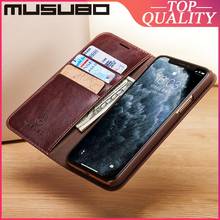Musubo Genuine Leather Case For iPhone 11 Pro Max XS XR 7 Plus 8 6S Plus 6 Luxury Cases Cover Card Slot Wallet casing Funda Capa 2024 - buy cheap