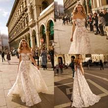Fashion Wedding Dresses Off Shoulder Lace Appliques Bridal Gowns Custom Made Backless Sweep Train A Line Wedding Dress 2024 - buy cheap