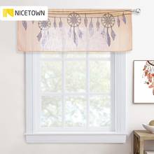 Nicetown cortina de linho com saia transparente, 1 peça, apanhador de sonhos, inspiração, decoração texturizada de janela, para cozinha, café, quarto 2024 - compre barato