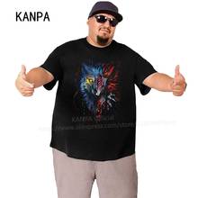 Kanpa camiseta masculina com estampa animal, plus size, vívida, anime, lobo, grande, camiseta de algodão, roupas de verão 2024 - compre barato