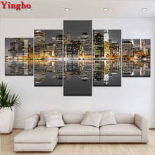 5 pcs 5D Crystal Crafts Diamond Painting Mosaic city buildings night view 3D Square diy diamond embroidery icons wall decor 2024 - buy cheap