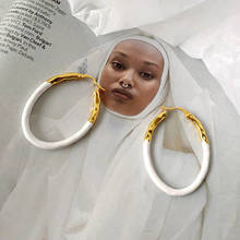 WTLTC Black White Color Oval Circlr Earrings for Women Simple Big Large Hoop Earrings French Personality Geometric Earrings 2024 - buy cheap