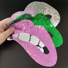 Large Patch Lips Sequins Christmas gift deal with it Iron on Patches for clothing Women Strange things Badge Clothes Stickers 2024 - buy cheap