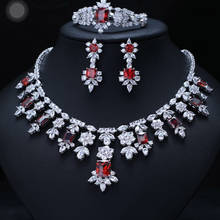 Conjunto de joyería de collar de pendientes de circonio de lujo accesorios de vestido de boda conjuntos completos 2024 - compra barato