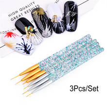 3Pcs/Set Nail Art Brush Painting Carving Pen Metal Handle DIY Flower Drawing Line Grid Stripe Crystal Pen Decorate Manicure Tool 2024 - buy cheap