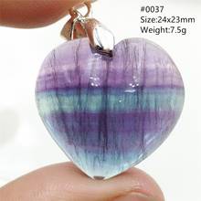Natural Colorful Fluorite Quartz Heart Pendant Necklace Love Gift Rainbow Color Yellow Fluorite Woman AAAAA 2024 - buy cheap