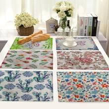 Butterfly Floral Print Dining Table Pad Kitchen Placemat Coaster Cotton Linen Pads Western Mat Home Decor Accessory 42*32cm 1pc 2024 - buy cheap