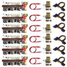 VER009-Cable de alimentación SATA de 15 pines a 6 pines, tarjeta adaptadora USB 3,0 PCI-E Riser VER 010S Express 1X 4x 8x 16x, 6 uds. 2024 - compra barato