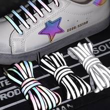 Cordones reflectantes semicirculares para zapatillas, cordones luminosos con lentejuelas láser, fluorescentes, 100/120/140cm, 1 par 2024 - compra barato
