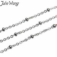 Julie Wang 10 Yards/Roll 1.5/2mm Stainless Steel Cross O Chain With Circle Ring Necklace Chain Jewelry Making Finding Accessory 2024 - buy cheap