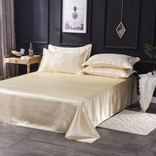 Roupa de cama em cetim com lençol, roupa de cama caseira king/queen capa de colchão, macacão têxtil, cor sólida, tamanho integral 2024 - compre barato