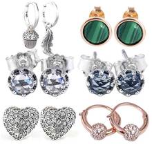 Pendientes de plata de ley 925 con forma de corona brillante para mujer, aretes, plata esterlina, bellota y hoja, cuentas de pavé, regalo europeo de boda, joyería artesanal 2024 - compra barato