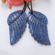 Pedra natural azul coral esculpida, asa da moda, conta de brinco, 33x20x5mm, 9.7g, fabricação de joias 2024 - compre barato