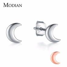 Modian New 2021 Solid 925 Sterling Silver Rose Gold Color Moon Stud Earrings For Women Trendy Small Exquisite Jewelry Bijoux 2024 - buy cheap