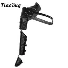 TiaoBug Men Medieval Knight Armor Cosplay Costume Accessories Gothic Punk PU Metal Rivets Shoulder Armors Arm Harness Adjustable 2024 - buy cheap