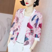 2022 Korean Fashion Summer Chiffon Print Women Thin Jackets Long Sleeve Loose Work Wear Femme Sunscreen Jacket Coats New Clothes 2024 - buy cheap