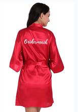 Burgundy Satin Kimono Robes women short pajamas dressing gown wine red Bridesmaid Gift team bride Bridal Party Robes 2024 - buy cheap