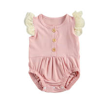 0-18M Infant Lace Flying Sleeve Romper Summer Button Folding Decoration Clothing Baby Girls Bodysuits 2024 - buy cheap