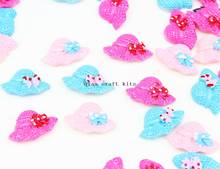 250pcs Hot Pink pink blue Hat hand paint Resin Cabochon Flatbacks Flat Back Scrapbooking Hair Bow Center Crafts Making.ET23 2024 - buy cheap