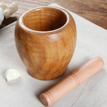 1Set Wooden Garlic Ginger Mixing Grinding Crusher Bowl Pestle Mortar Tools Grinding Bowl 2024 - buy cheap