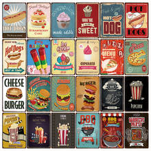 Kelly66-cartel de Metal para decoración del hogar, cartel de hojalata para comida, perritos calientes, hamburguesa, Pizza, barbacoa, cuadro artístico de pared de Bar, tamaño de 20x30 CM, F-03 2024 - compra barato