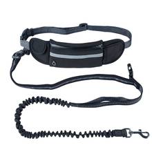 Hands Free Dog Running Leash with Waist Pocket Adjustable Belt Shock Absorbing Bungee Fits up to 45inch Waist black-ABUX 2024 - buy cheap