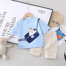 Conjunto de camiseta e short de algodão para crianças, roupas para bebês e crianças de verão com gola em o 2024 - compre barato