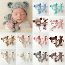 2019 Newborn Baby Girls Boys Knit Crochet Bear Hat Cap + Toys 2PCS Costume Photography Props Accessories 2024 - buy cheap