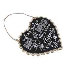 Wedding Craft Heart Shape Wooden Blackboard Pendant Mr & Mrs Sign Hang Tag Wedding Decoration Favors Party Supplies Craft Gifts 2024 - buy cheap