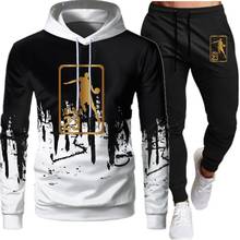 White Black Men Hoodies Set Fashion 2021 Autumn Brand Casual Tracksuit Mens Set Sports Two Piece Patchwork Hoodie Pant Male Suit 2024 - buy cheap