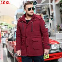 Inverno nova jaqueta masculina para baixo vermelho plus size extra grande tamanho casaco masculino além de veludo forro frio roupas de proteção 9xl 2024 - compre barato