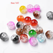 FLTMRH 15pcs 8mm New Arrival Approx  Mixed Color Acrylic Round Cracked Beads for DIY Plastic Jewelry Necklace Bead Bracelet 2024 - buy cheap