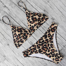 Conjunto de Bikini de leopardo para mujer, traje de baño de rayas blancas y negras, ropa de playa de corte alto, bañador brasileño 2020 2024 - compra barato