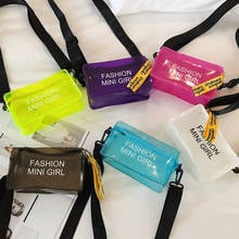 Women Neon Yellow Transparent Messenger Bags Jelly Small Shoulder Bag Female Students Handbags Crossbody Bags for Women 2024 - buy cheap