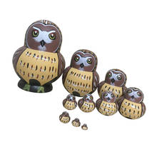 10 PCS Perfect Gift Cute Vivid Owl Handmade Wooden Russian Nesting Dolls Matryoshka Dolls For Children 2024 - buy cheap