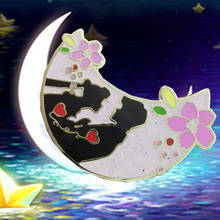 Insignia de amor eterno para niñas, broche esmaltado de luna, Flores, luna, corazón, rosa, sailor m, accesorio, regalo 2024 - compra barato