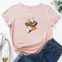 Sushi Sonambulismo Engraçado Camiseta Mulheres O-neck Manga Curta Women T Camisa Casual Mulheres Camiseta De Algodão Solto Camiseta Top 2024 - compre barato