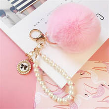 Fashion Keychain Natural Rex Rabbit Fur Fluffy Key Chains For Handbags Ring Pom Trendy Women Bag Pendant Plush Car Ornament 2024 - buy cheap