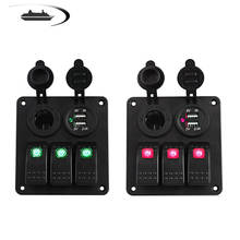 Interruptor à prova d'água para carro, barco, tomada de alimentação, 3,1a, usb duplo, porta, led, rocker, painel 12 ~ 24v para carro, rv, caminhonete, trailer 2024 - compre barato