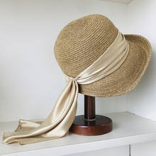 Long Silk Ribbon Bowknot Ladies Summer Hat Sun Straw Packable UPF 50+ Beach Hat Roll Up Wide Brim Bucket Hats Derby Travel Hat 2024 - buy cheap