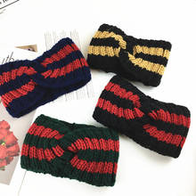 Autumn Winter Vintage Striped Knit Hair Accessories Womens Woolen Chic Elastics Hairband Sweet Beautiful Headband Headdress Lady 2024 - buy cheap