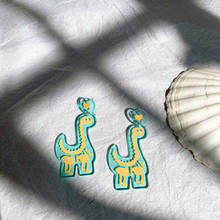 Ziccowong brinco criativo transparente para meninas crianças brinco de gota de dinossauro transparente exagerados animais fofos joias de brinco 2024 - compre barato
