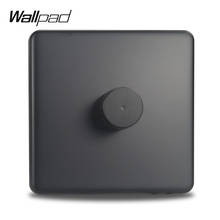 Wallpad-regulador de brillo de pared, regulador de luz LED, Panel de acero de Metal negro, estándar europeo con ajuste de garras, caja redonda 2024 - compra barato